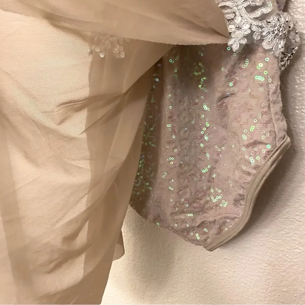 WEISSMAN Dance Costume beige sequin Love Is Just A Word 13442 SA-Small adult